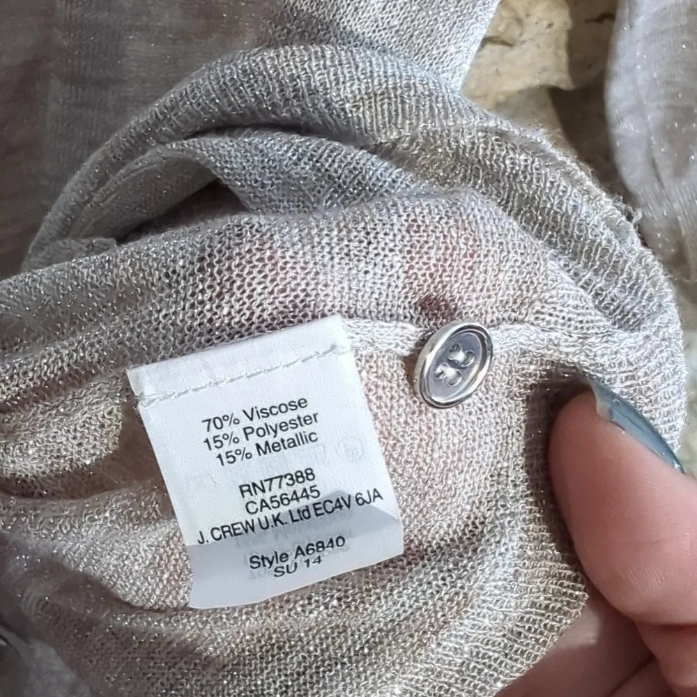 J.Crew silver tan metallic button down cardigan